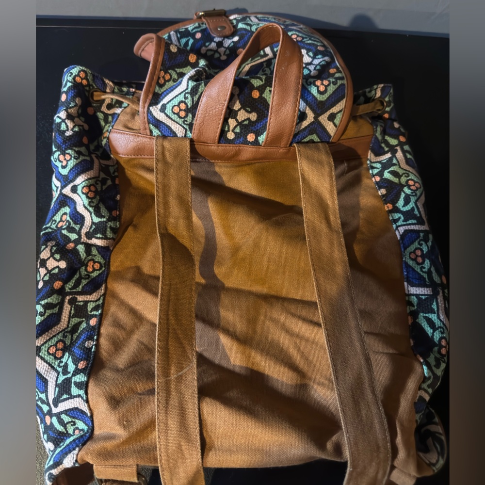 Patterned Backpack With Brown Accents - image 2